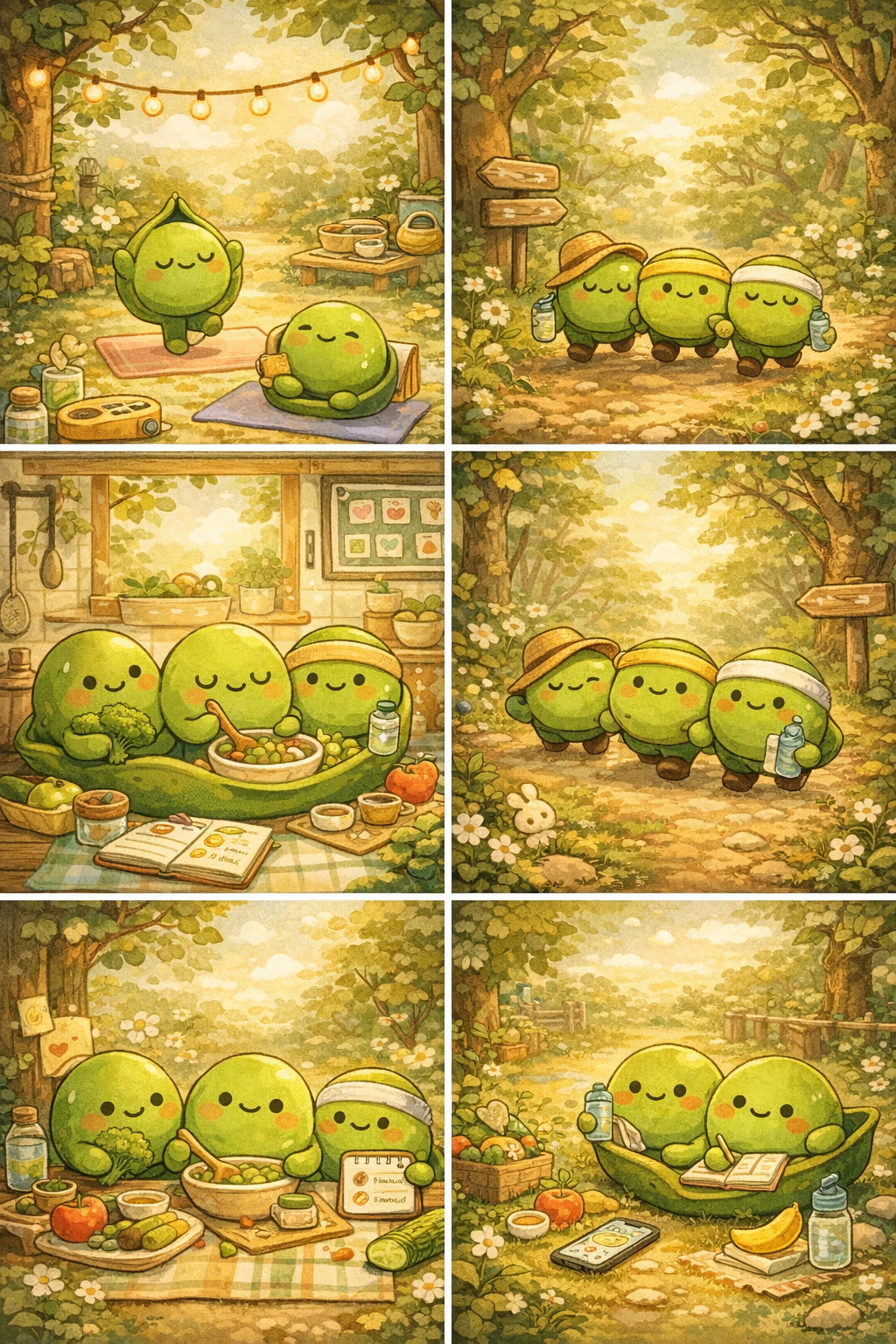 Pip the Pea in different activities
